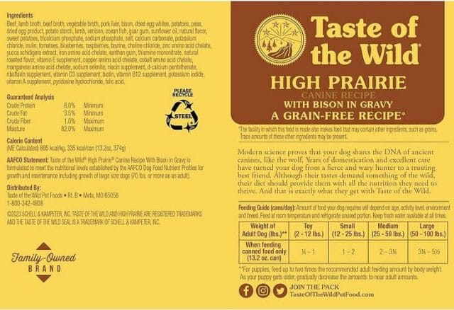 Benefits of Taste of the Wild High Prairie Grain-Free Canned Dog Food with Bison in Gravy